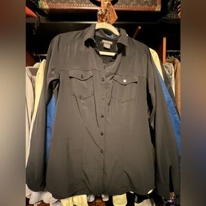 Women’s ExOfficio Large Size 12/14 Black Button Up Long Sleeve Shirt